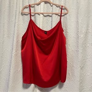 Plus Size Red Cowl Tank Top